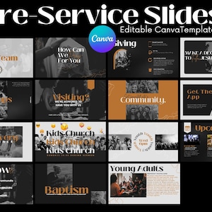 15 Church Preservice Slides In editable Canva template. Presentation Slides for Church.