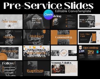 15 Church Preservice Slides In editable Canva template. Presentation Slides for Church.