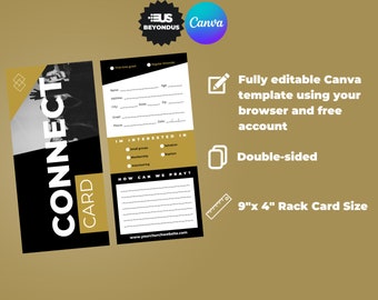 Church Connection Canva Template. Modern Editable Church Welcome Card template in Canva.
