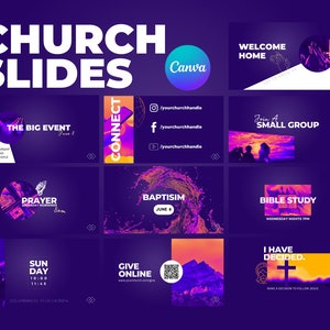 Church Preservice Slides in Editable Canva Template.