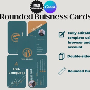 Plantilla Canva de tarjeta de visita / Editable en Canva / Tarjetas de visita con esquinas redondeadas / Plantilla de tarjeta de visita