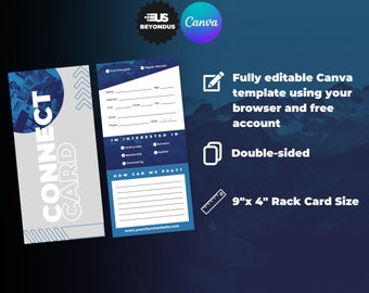 Church Connect Card Canva Template. Modern Church Welcome Card. Visitor/Guest Card