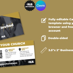 Church Invite Card Canva Template. Modern church Invites you to welcome people to your church.