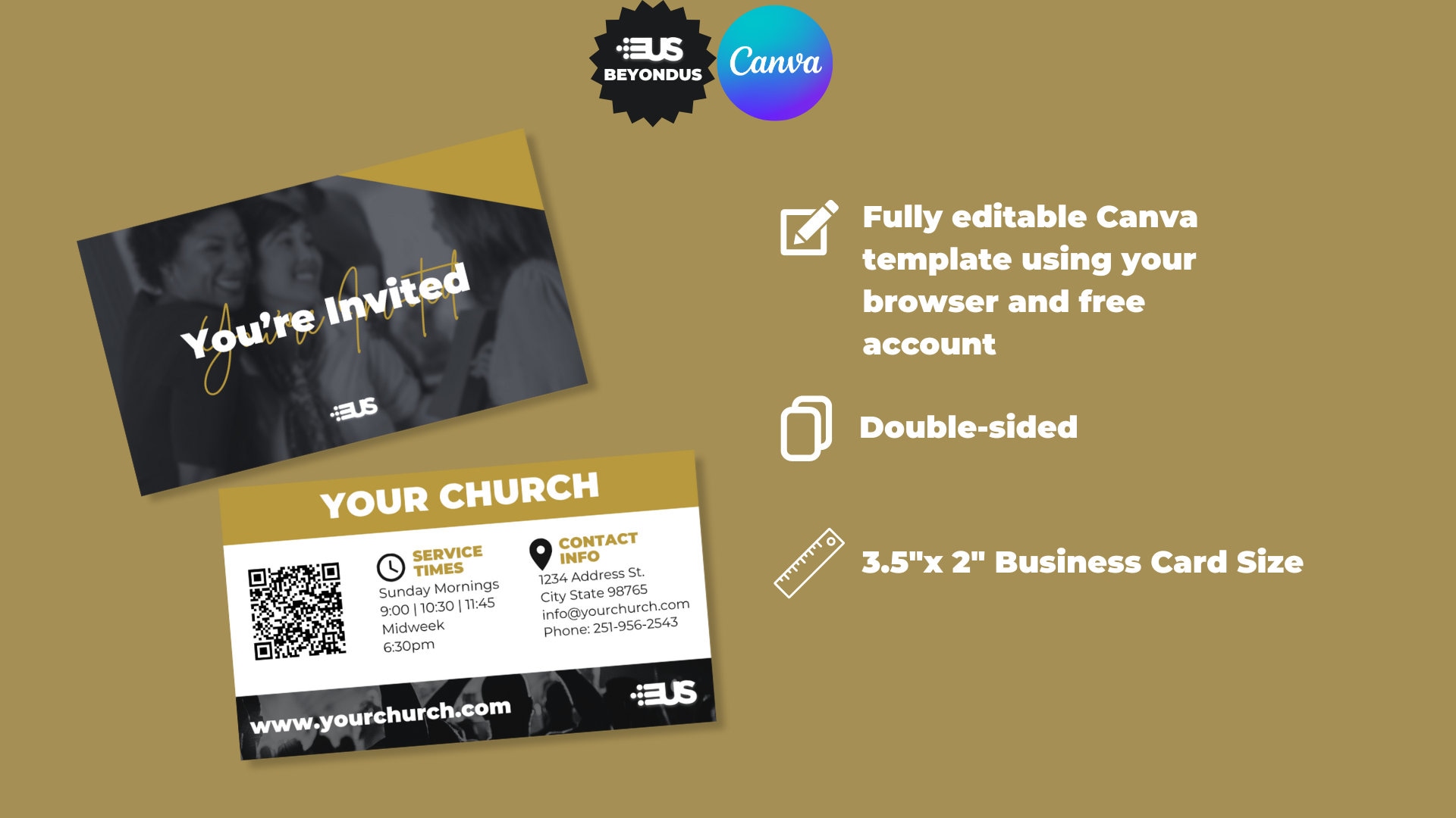 Church Invite Card Canva Template. Modern church Invites you to welcome people to your church.