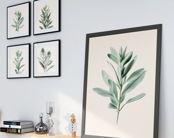 Wall Art Bundle Sage Green 3-4 Piece Wall Art Boho, 4 panels of Sage Green Prints for Bedroom Wall Decor Over Bed in Sage Green Decor Bundle