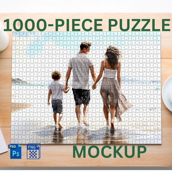 Personalized 1000 Piece Jigsaw Puzzle Mockup Smart Object Puzzle Mockup Premium Puzzle Mockup PNG and PSD Printify Mockup Custom Mockup