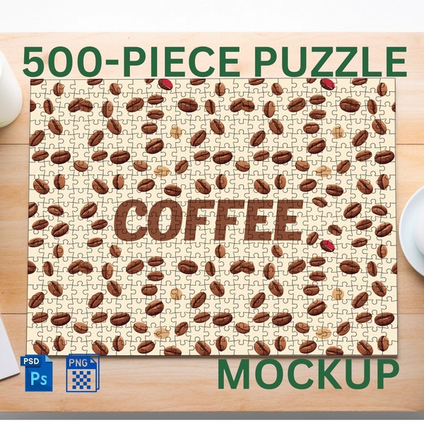 Premium 500 Piece Jigsaw Puzzle Mockup Smart Object Puzzle Mockup Personalized Puzzle Mockup PNG and PSD Printify Mockup Custom Mockup