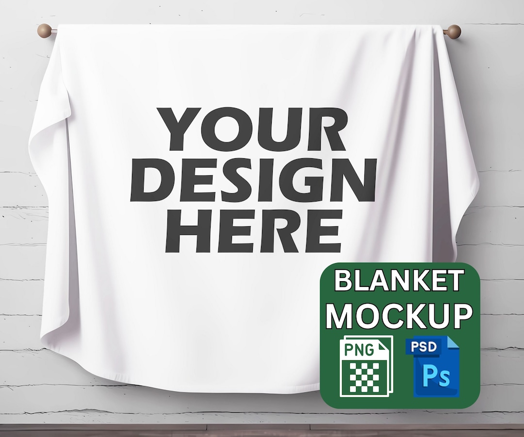 Blanket Mockup for Print on Demand Throw Blanket Mockup PNG and PSD