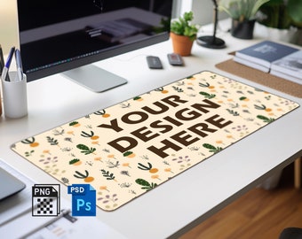Aesthetic Mousepad Mockup Printify Customizable Desk Mat Mockup PNG and PSD Smart Objects Easy to Edit Mouse Pad Mockup on Desk Gamer Mockup