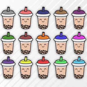 16 Kawaii Boba Tee SVG PNG Set, Bubble Tea Kawaii, niedliche Bubble Tea ClipArt, Kawaii Png, Boba Tea ClipArt, Print Aufkleber, kommerzielle Nutzung