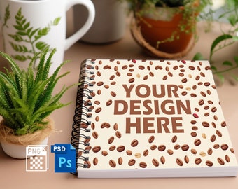 Spiral Notebook Ruled Line Mockup Smart Object Personalized Notebook Mockup Editable Mockup PNG and PSD Printify Aesthetic Notebook Mockup