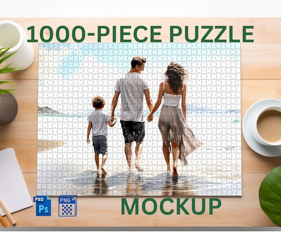 Personalized 1000 Piece Jigsaw Puzzle Mockup Smart Object Puzzle Mockup Premium Puzzle Mockup PNG and PSD Printify Mockup Custom Mockup