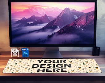 Aesthetic Mousepad Mockup Printify Customizable Desk Mat Mockup PNG and PSD Smart Objects Easy to Edit Mouse Pad Mockup on Desk Gamer Mockup