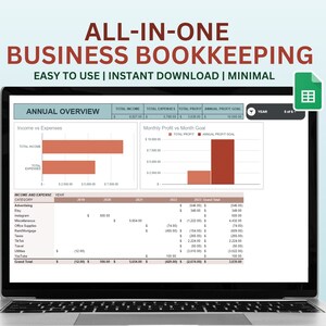 Small Business Expense Spreadsheet, Monthly Income and Expense Bookkeeping Spreadsheet, Small Business Bookkeeping Spreadsheet