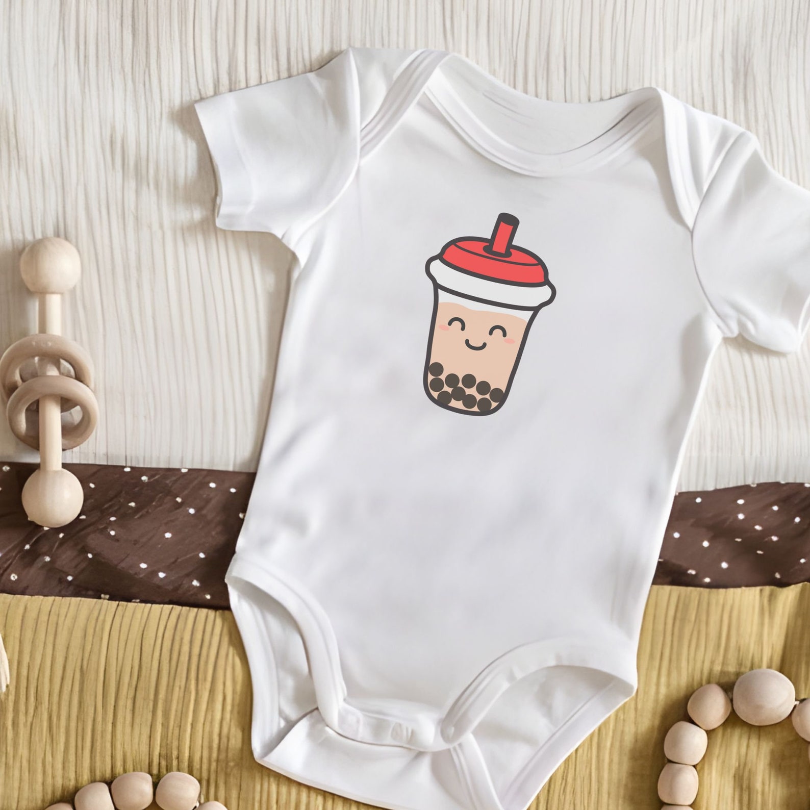 Cute Boba Tea Bodysuit Kawaii Boba Tea Baby Clothes Newborn Etsy