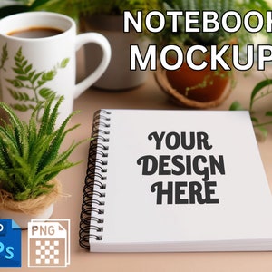 Spiral Notebook Mockup, Personalized Notebook Mockup, Editable Notebook Mockup, Aesthetic Mockup, PNG PSD Journal Mockup Smart Object