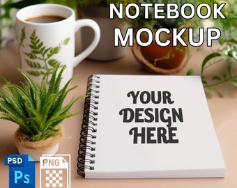 Spiral Notebook Mockup, Personalized Notebook Mockup, Editable Notebook Mockup, Aesthetic Mockup, PNG PSD Journal Mockup Smart Object