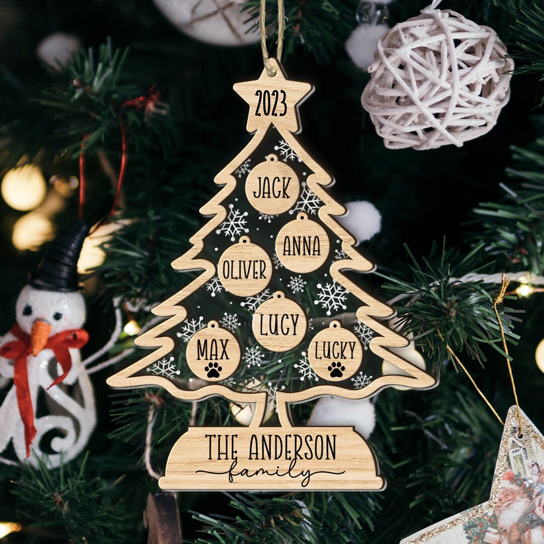 Personalized Family Ornament 2023 Family Tree Ornament Etsy