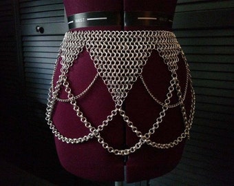 Chainmail Mini Skirt Swim Skirt Chainmaille Ornamental Belt Chainmail Belly Dance Belt Aluminium Handmade Gypsy Medieval Cosplay SCA LARP