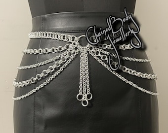 Chainmail Belly Dancer Women Gothic Belt Ren Faire Aluminium Silver High Waist Chain jewellery