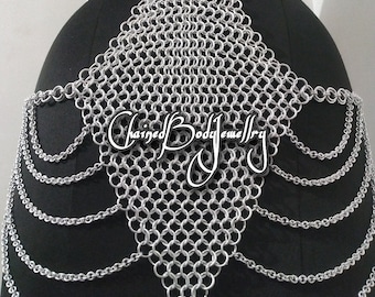 Chainmail chainmaille ornamental chainmail belly dance belt metal aluminum gypsy medieval cosplay women sides chain layers swim mini skirt