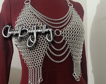 Anodized Aluminum Chainmail Halter Top, Medieval Body Jewelry