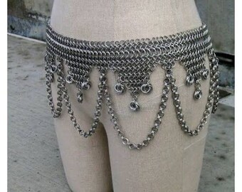 Chainmail Belt, Bellydancer Jewelry, Chain Drape Belt, Metal Chain Belt, Boho Belt, Mesh Gypsy Chainmaille Belt, Bohemain Gift For Her