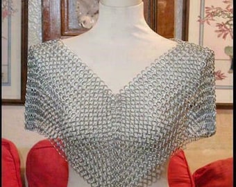 Aluminum Chainmail Shoulder Piece: Medieval Viking Cosplay Jewelry