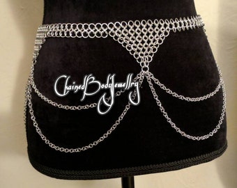 Chainmail Bellydancer Belt Metal Aluminium drape High Waist Boho Jewellery for Women renfaire gift