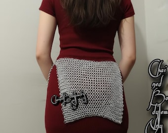 Medieval Chainmail Mini Skirt For Women : Aluminium Silver Waist jewellery - Gothic Festival Viking Gift