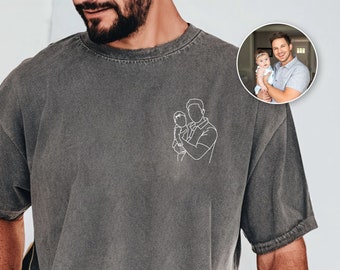 Custom Photo Portrait Shirt for Dad, Personalized Father's Day Gift