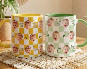 Mug personnalisé visage de bébé, mug papa, tasse à café papa, mugs fête des pères, cadeau pour nouveau papa, cadeau papa avec photo d'enfants