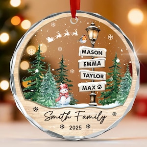 Family Names Christmas Ornament 2025, Personalized Family With Pets Ornaments, Family of 3 4, up to 20 Members