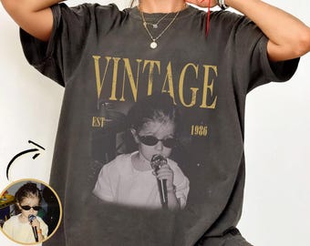 Custom Photo Birthday Shirt, Personalized 40th Birthday Gift, Vintage Est 1986 Picture Tee