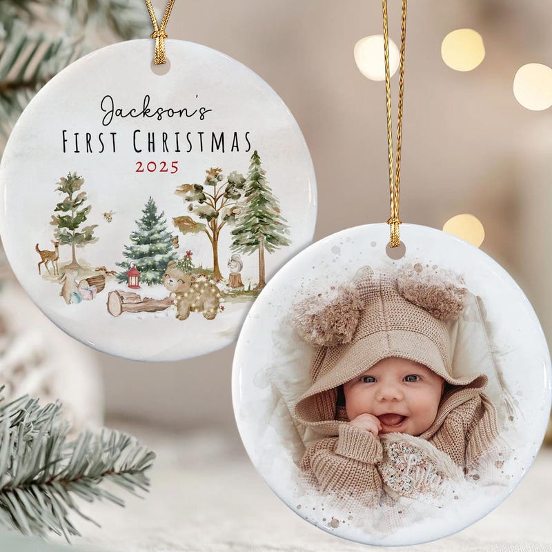 🧸Free Personalization🧸Personalized Baby First Christmas Ornament 2025, Baby 1st Christmas Ornament, Photo Baby Ornament, New Baby Ornament, Baby Shower Gift
