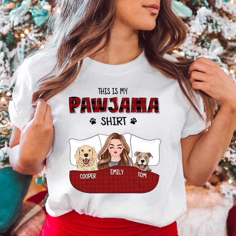 Christmas Pajamas Set, Custom Dog Shirt, Personalized Photo Pjs, Women's Pajamas, Holiday Gift, Women's Sleepy Tee And Flannel Short