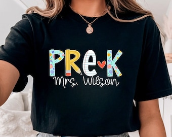 Comfort Colors Pre K Teacher Shirt, Retro Pre K Teacher Shirt, PreK Shirt, Back to School Shirt, Custom Teacher Appreciation Tee