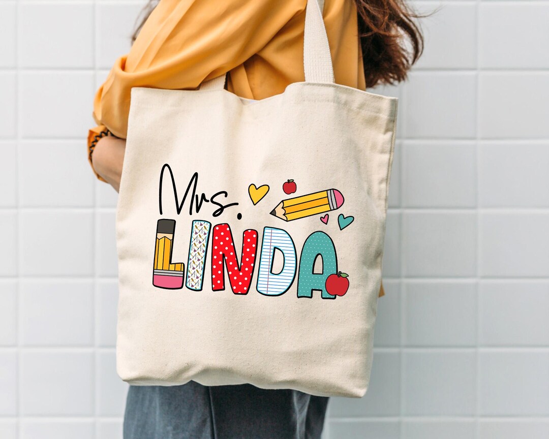 Personalized Teacher Tote Bag, Custom Name Teacher Tote Bag ...