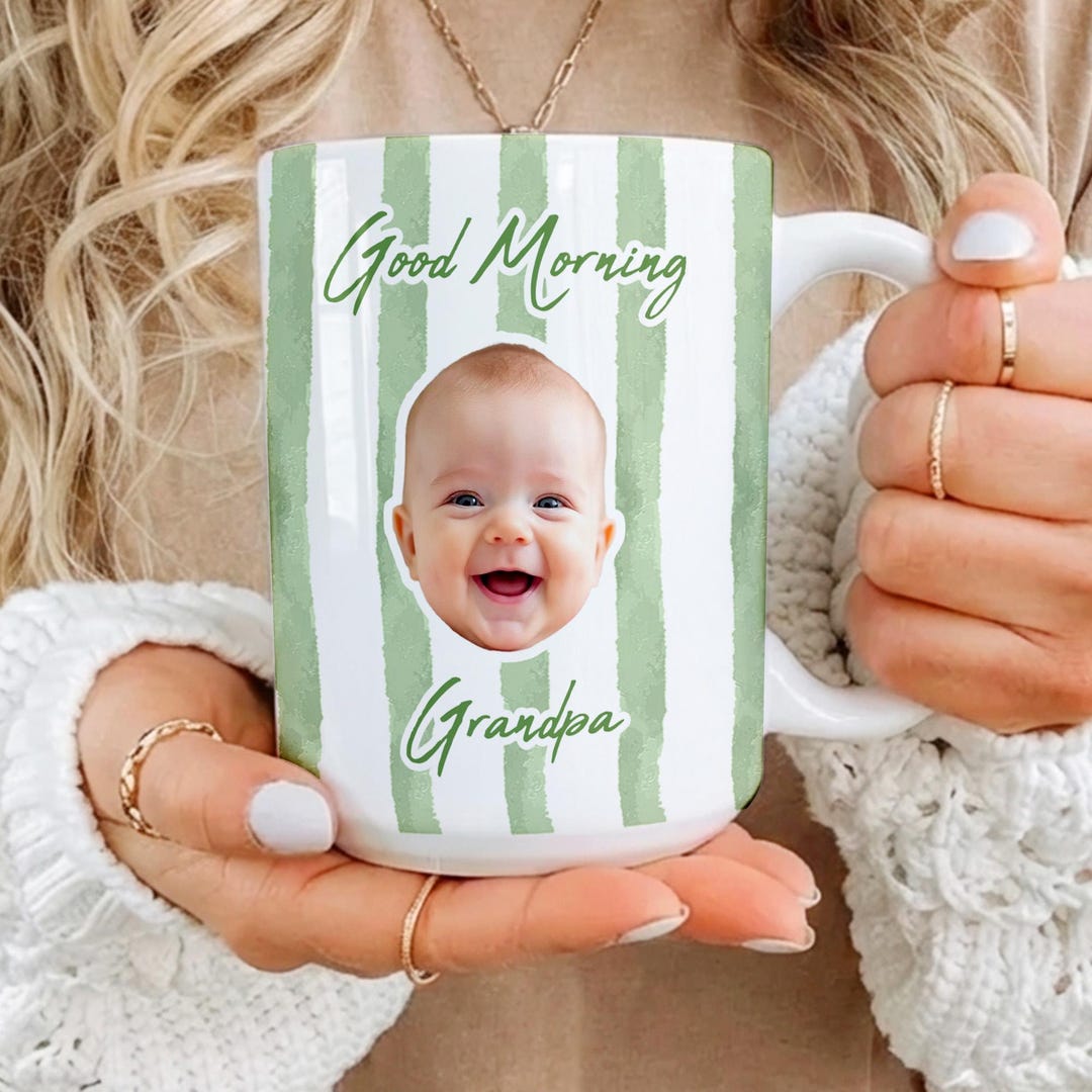 Custom Baby Face Mug, Personalized Grandpa Mug, Fathers Day Mug Gift for Dad, Grandfather,