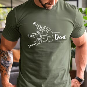 Personalized Dad Shirt, Dad Fist Bump Shirt, Fist Bump Shirt With Kids Names, Father&#39;s Day T-Shirt, Fathers Day Shirt, New Dad Shirt