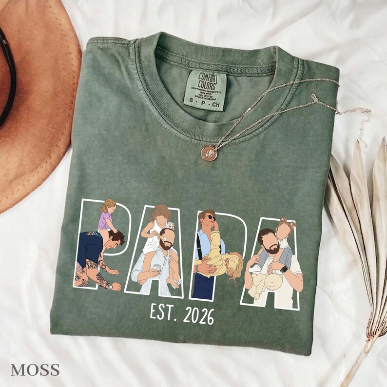 Personalized Papa Portrait Shirt, Dad Shirt With Photo, Father's Day Gift for Dad, Papa, Daddy Gift from Baby