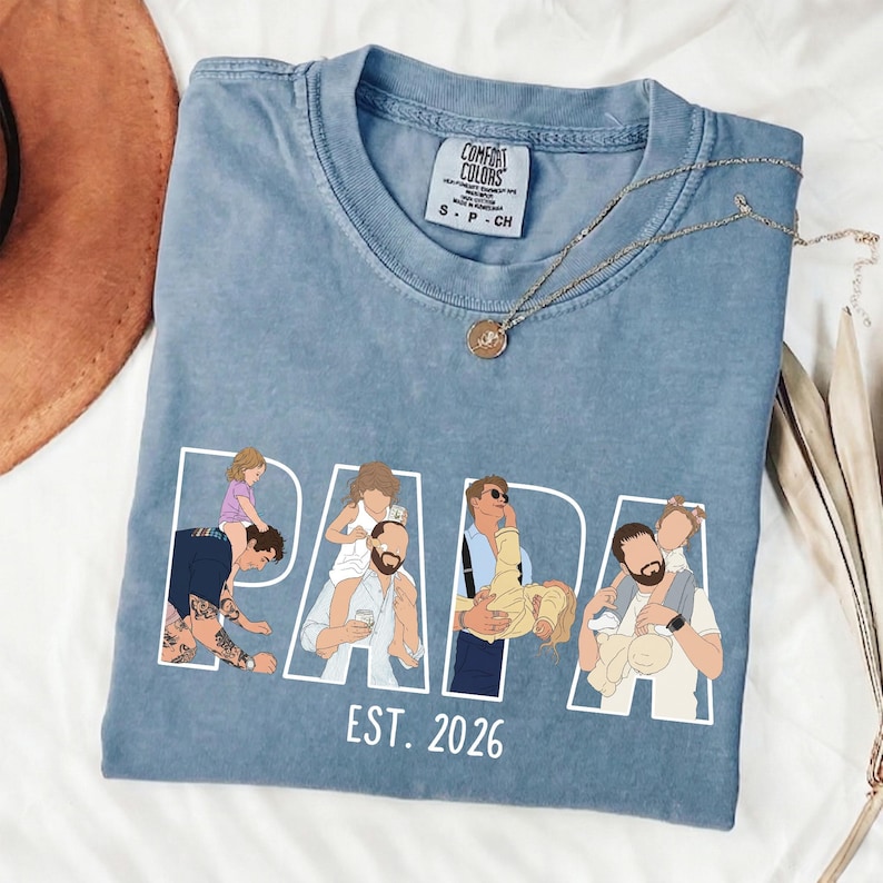 Personalized Papa Portrait Shirt, Dad Shirt With Photo, Father's Day Gift for Dad, Papa, Daddy Gift from Baby
