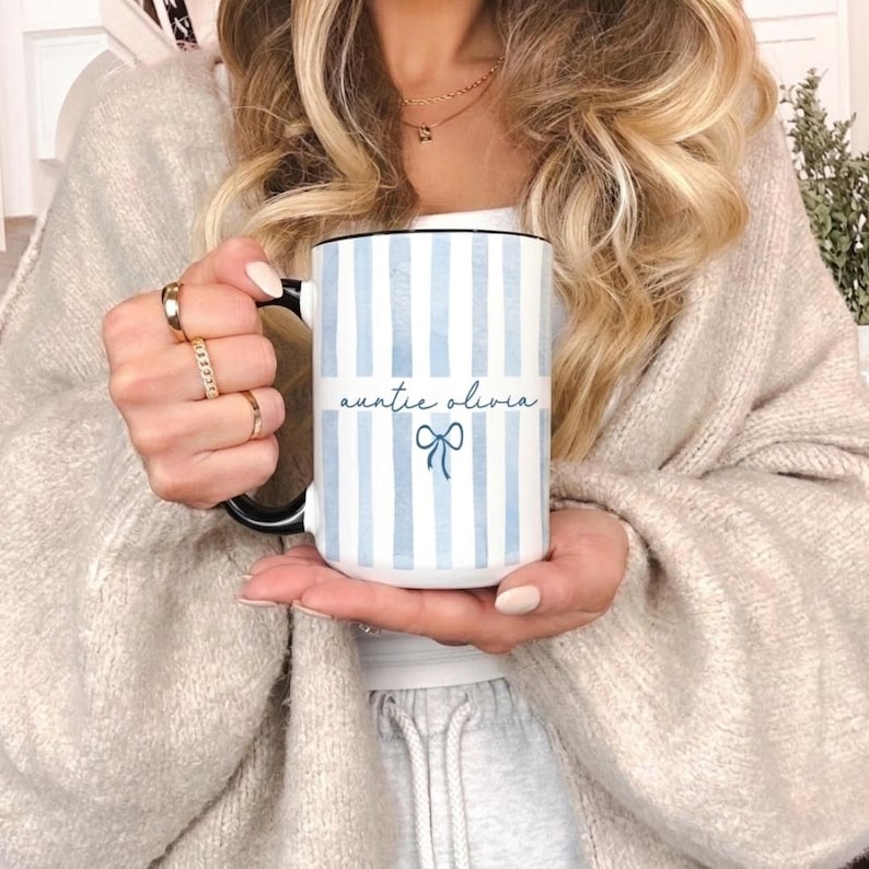 Personalized Auntie Mug, Custom Name Auntie Mug, Baby Announcement Gift for New Aunt