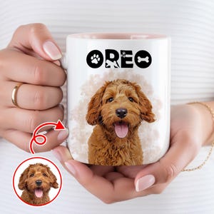 Personalisierte Haustier Tasse, personalisierte Hunde Papa Kaffeetasse, Haustier Fototasse mit Namen, individuell Unsere erste Weihnachtstasse 2025, Geschenk für Tierliebhaber