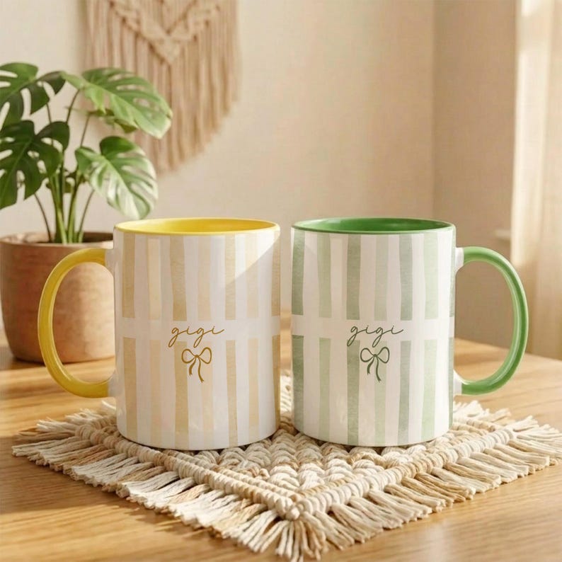 Custom Gigi Stripe Mug, Personalized Gigi Name Mugs, Mother's Day Gift for Grandma