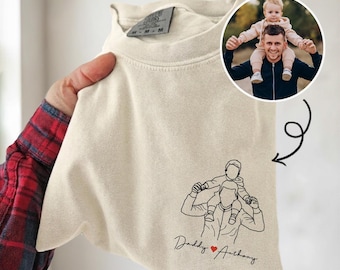 T-shirt personnalisé avec portrait de papa, T-shirt avec contour photo personnalisé, Cadeau pour la fête des pères (mari)