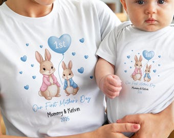Personalized Our First Mother's Day Shirt, Mothers Day Matching Outfit, New Mommy Gift, Mommy And Me Shirt, Mothers Day Baby Bodysuit