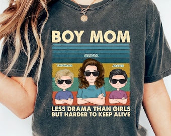 Personalized Funny Boy Mom Shirt, Mother's Day Gift from Kids Husband, Boy Mom Shirt, Mother Shirt, Mama Shirt, Funny Gift For Mom