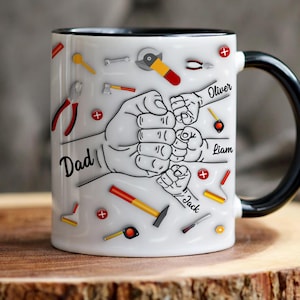 Fathers Day Gifts From Wife, Dad Fist Bump Mug, Custom Mug For Dad With Kids Name, Fist Bump Cup, Fathers Day Mug, Fathers Day Gift for Dad