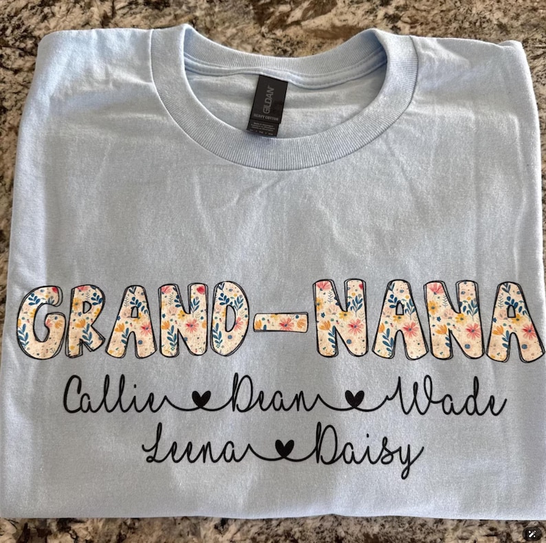 Personalized Nana Shirt with Kids Names, Grandma Shirt, Floral Nana T-Shirt, Grandma Nana Gigi Mother's Day Shirt, Nana Tee, Nana Gifts image 8